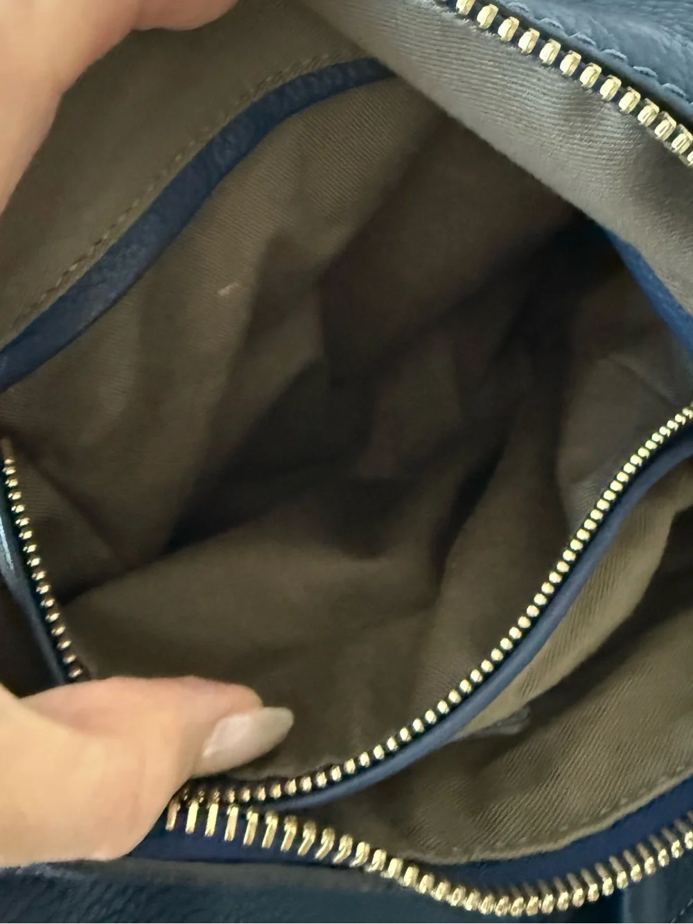 CHLOE Blue Leather Large Marcie Satchel Bag